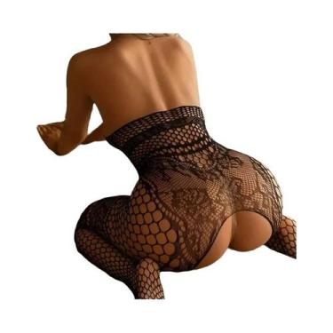 Imagem de Lingerie Preta Sem Costura, Tipo Macacão Com Calcinha E Sutiã Integrad