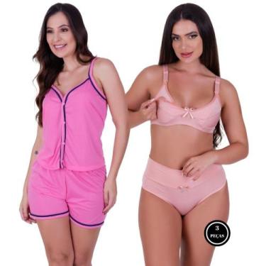 Imagem de Combo Amamentação - c13 Pijama Dayse com Botões + Sutiã com Clique + C