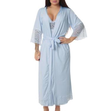 Imagem de Kit Camisola Longa de Amamentação com Robe Longo Maternidade - donna, 