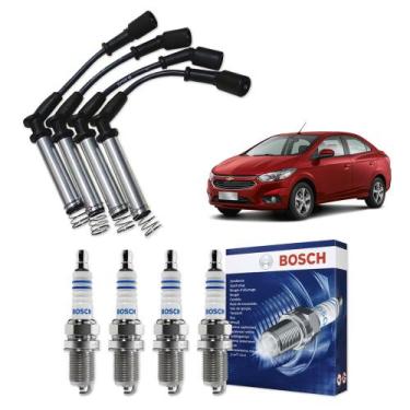 Imagem de Kit Cabo E Vela de Ingnição Original Bosch Chevrolet Prisma 1.4 8V Fle
