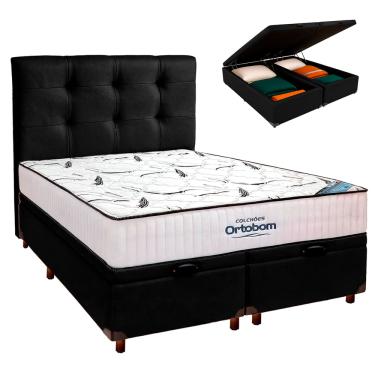 Imagem de Box Bau Blindado + Colchão Queen High Foam Ortobom + Cabeceira