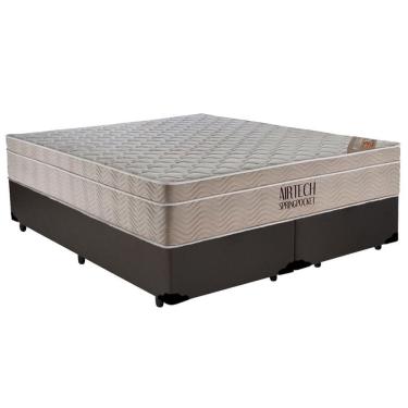 Imagem de Cama  Box Casal  Bipartido Sintético  + Colchão Ortobom Airtech Molas Ensacadas 65x138x...