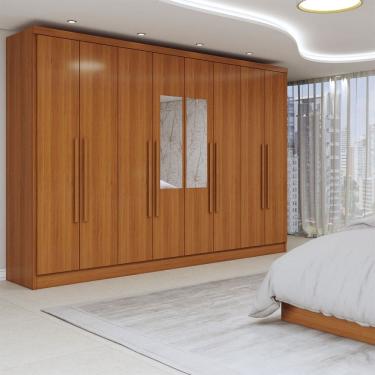 Imagem de Guarda-Roupa Casal Osasco 8 Portas 4 Gavetas com Espelho Cinamomo - Panorama Móveis