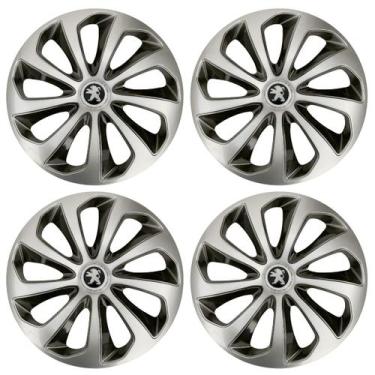 Imagem de Jogo Calota Velox 15 Prata Preto 208 307 308 Hoggar - Garagem Online E