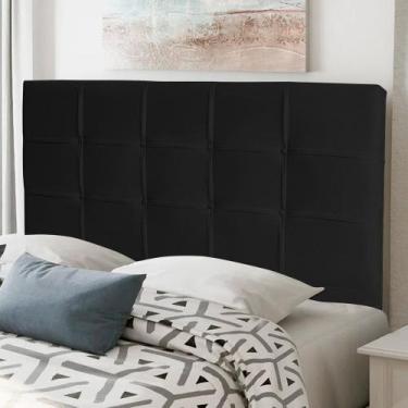 Imagem de Cabeceira Estofada Cama Box Casal King Size Fiorella 195cm Suede Preto