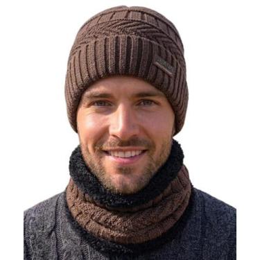 Imagem de Kit Touca Boina Gorro Cachecol Beanie Forrada Lã Inverno - Modas Fagun