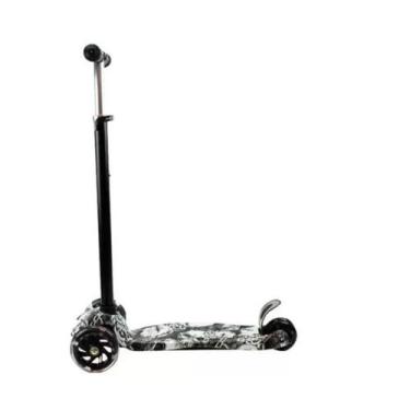 Imagem de Patinete 3 Rodas Com Luzes Preto E Branco Bbr B1238