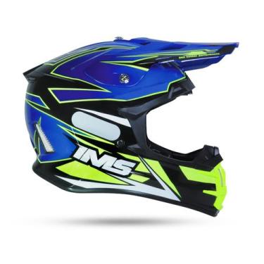 Imagem de Capacete Evo Ims Azul/Flúor Motocross Trilha Enduro, S - 56