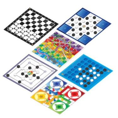 Imagem de Jogo De Tabuleiro Infantil 6 Em 1 Clássicos Ludo Dama Trilha Resta 1 C