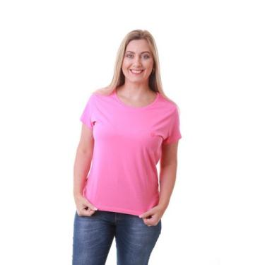 Imagem de Camiseta Feminina Rosa Pink Estampa Logomarca Lateral - Rico Sublime, 