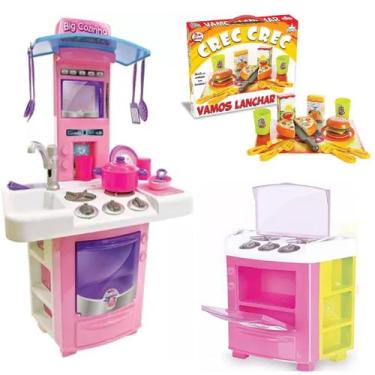 Imagem de Cozinha Infantil Menina Completa Com Fogão e Jogo Lanchinho - Big Star