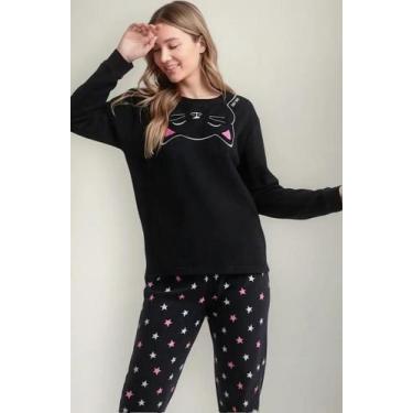 Imagem de Pijama feminino em fleece cat star preto any any tamanho:gg, GG