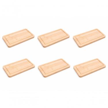 Imagem de Kit 6 Tábuas para Petiscos Hire em Bambu 20x10x1cm Multiuso para Servir Lanches e Cafés Lyor