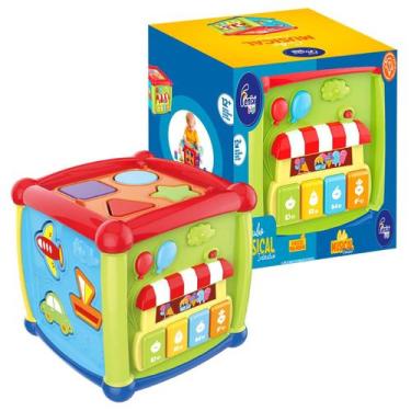 Imagem de Cubo Colorido Didático Infantil Musical Interativo Encaixe - Fenix Bri