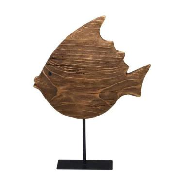 Imagem de Escultura decorativa peixe madeira/metal 44,5cm espressione