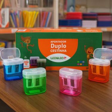 Imagem de Apontador Duplo com Depósito Leo&Leo Cestinha  Caixa Com 12 Unidades C