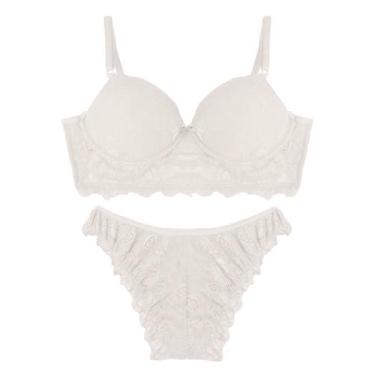 Imagem de Conjunto Lingerie Feminina Em Renda Feminize Branco, P, Branco