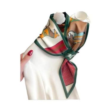 Imagem de Lenço De Seda Luxuoso Feminino Fino De Cetim Para Pescoço, Bandana, Le