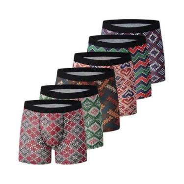Imagem de Cuecas Longas Estampadas Para Homens plus Size, Confortáveis, Shorts D
