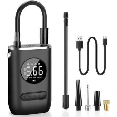 Imagem de Calibrador de Pneus Portátil Digital com Compressor 50W e Lanterna LED para Carro Moto Bicicleta Bola e Piscina Inflável