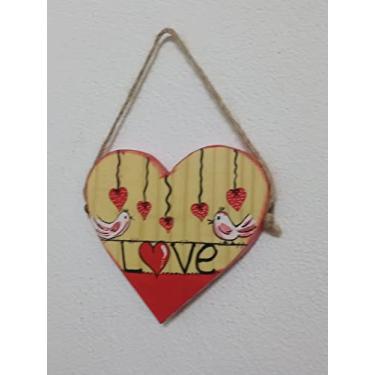 Imagem de Placa Artesanal Decorativa - Coração Love