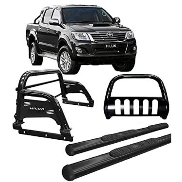 Imagem de Kit quebra mato+Estribo OVAL +Santo Ant H3 Hilux Preto 05/15