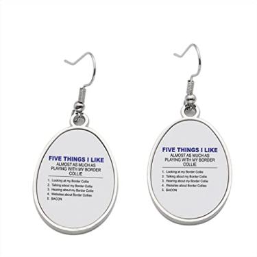 Imagem de Brinco Five Things I Like Border Collie - Brincos com pingente para meninas - Presente de festa de aniversário dos namorados