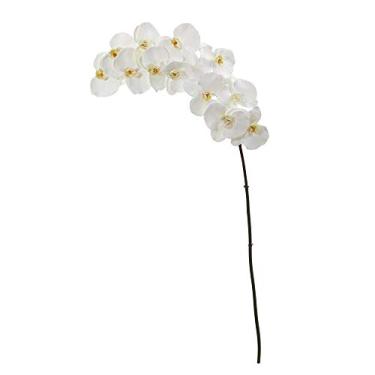 Imagem de Nearly Natural 112 cm (44") Phalaenopsis Orquídea artificial (conjunto de 3) flores de seda, branco