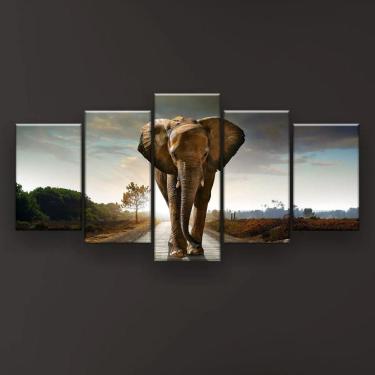 Imagem de Quadro Decorativo Elefante No Caminho 129x61 Sala Quarto