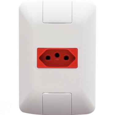 Imagem de Conjunto 4x2 com 1 Tomada 2P+T Tramontina Aria 20 A 250 V Branco e Vermelho Tramontina