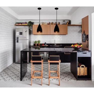 Imagem de Kit 2 Pendentes Conicos Estilo Vegas (Preto Textura/Bronze)