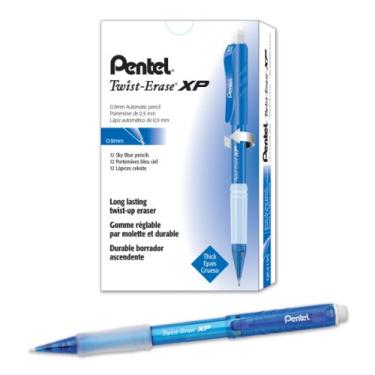 Imagem de Pentel Lapiseira Twist-Erase Express (0,9 mm), cor moderna, barril azul celeste, caixa com 12 (QE419S)