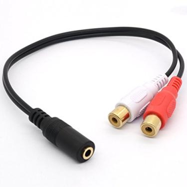 Imagem de BSHTU Cabo divisor estéreo de 3,5 mm fêmea para RCA duplo Phono fêmea 3,5 conector soquete para adaptador de áudio 2RCA cabo extensor 8 polegadas/20 cm (2RCA fêmea)