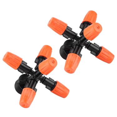 Imagem de Strnek Conjunto de 2 irrigadores de nebulização, rosca macho G1/2, spray atomizador de 5 saídas, plástico, laranja, ideal para estufas, varandas, jardinagem e irrigação e resfriamento do gramado