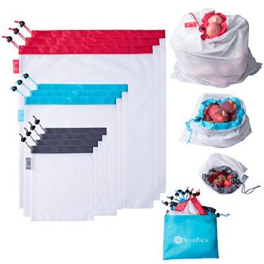 Imagem de StarPack Reusable Produce Bags - Zero Waste Mesh Bags for Eco Friendly Grocery Shopping, Includes Storage Pouch