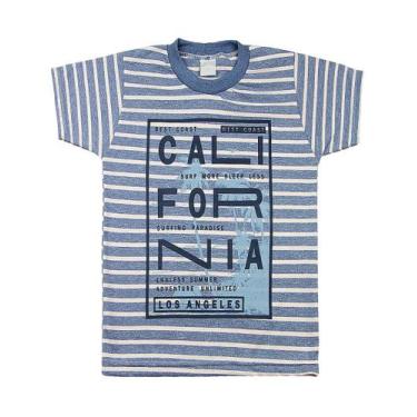 Imagem de Camiseta Infantil Malha Listrada Cool Califórnia - Azul - Ano Zero
