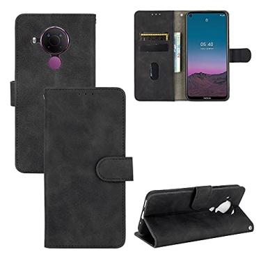 Imagem de HONGYAN Capa de telefone Para Nokia 5.4 Cor de cor sólida Feia magnética fivela horizontal Flip Bezer Capa protetora