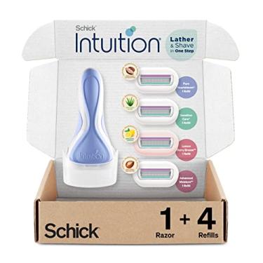 Imagem de INTUITION Schick Intuition Lâminas De Barbear Para Mulheres Pacote Variado Com 1 Cabo De Barbear E 4 Refis De Lâminas De Barbear | Kit De Barbear Feminino Kit De Barbear Para Meninas Iniciantes