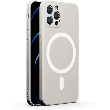 Imagem de KKFAUS Capa de silicone líquido para iPhone 12 Pro Max 6,7 polegadas, capa à prova de choque com tudo incluso compatível com MagSafe, capa de borracha de gel macio com forro de microfibra (cor: branco)