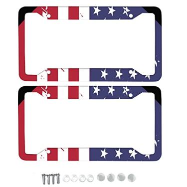 Imagem de Moldura de placa de licença de liga de alumínio padrão americano moldura de placa de carro de comércio exterior americano