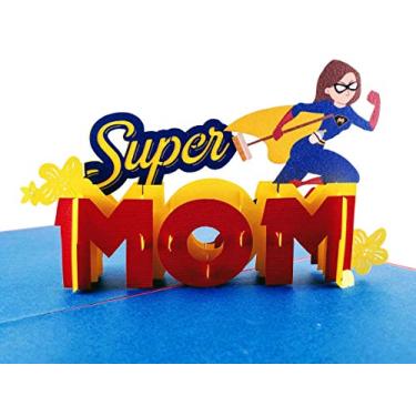 Imagem de iGifts And Cards Cartão pop-up 3D Super Mom - Feliz Dia das Mães, Aniversário, Esposa, Step Mom, Legal, Incrível, Inspiracional, Engraçado, Perfeito, Divertido
