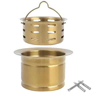 Imagem de LQS Flange de pia estendida com filtro de cesta profunda, flange de pia de triturador profundo para pia de cozinha, adequado para orifício de drenagem de pia padrão de 8,5 cm, flange de pia profunda dourada