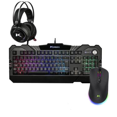 Imagem de Kit Gamer Mouse Sem Fio Teclado Semi Mecanico E Headset Rgb