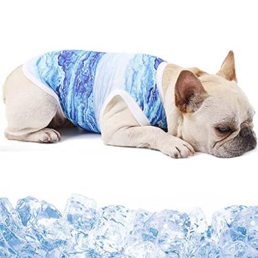 Imagem de Arnês de colete refrescante para cães jaqueta evaporativa para cães pequenos médios verão camiseta respirável leve passeio ao ar livre gato casaco de gelo, azul, PP (peito: 36cm)