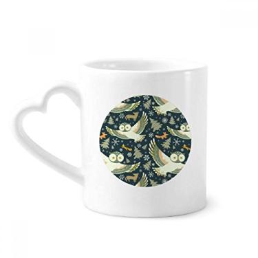 Imagem de Adoráveis corujas com estampa floral escura caneca café cerâmica copo de coração de vidro