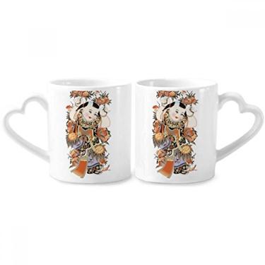 Imagem de Conjunto de canecas de porcelana para casal padrão imagem ano novo chinês conjunto de canecas de cerâmica para amantes de coração