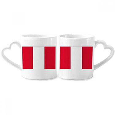 Imagem de Conjunto de canecas de porcelana para casal, bandeira nacional do Peru, América do Sul, copo de cerâmica para amante, alça de