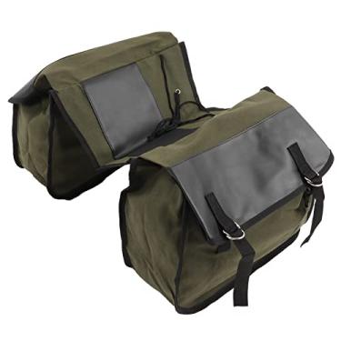 Imagem de Bolsa de mala de mountain bike, bolsa de couro para cauda de bicicleta para ciclismo (verde exército)