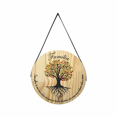 Imagem de Quadro Decorativo De Pinus Mandala Redonda Arvore Da Familia Marrom com Verde