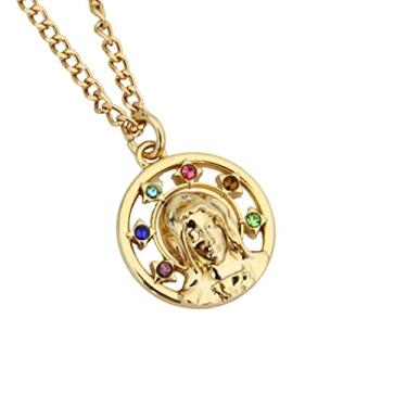 Imagem de Colar Banhado a Ouro Pingente N.Sra Aparecida Strass Semijoia